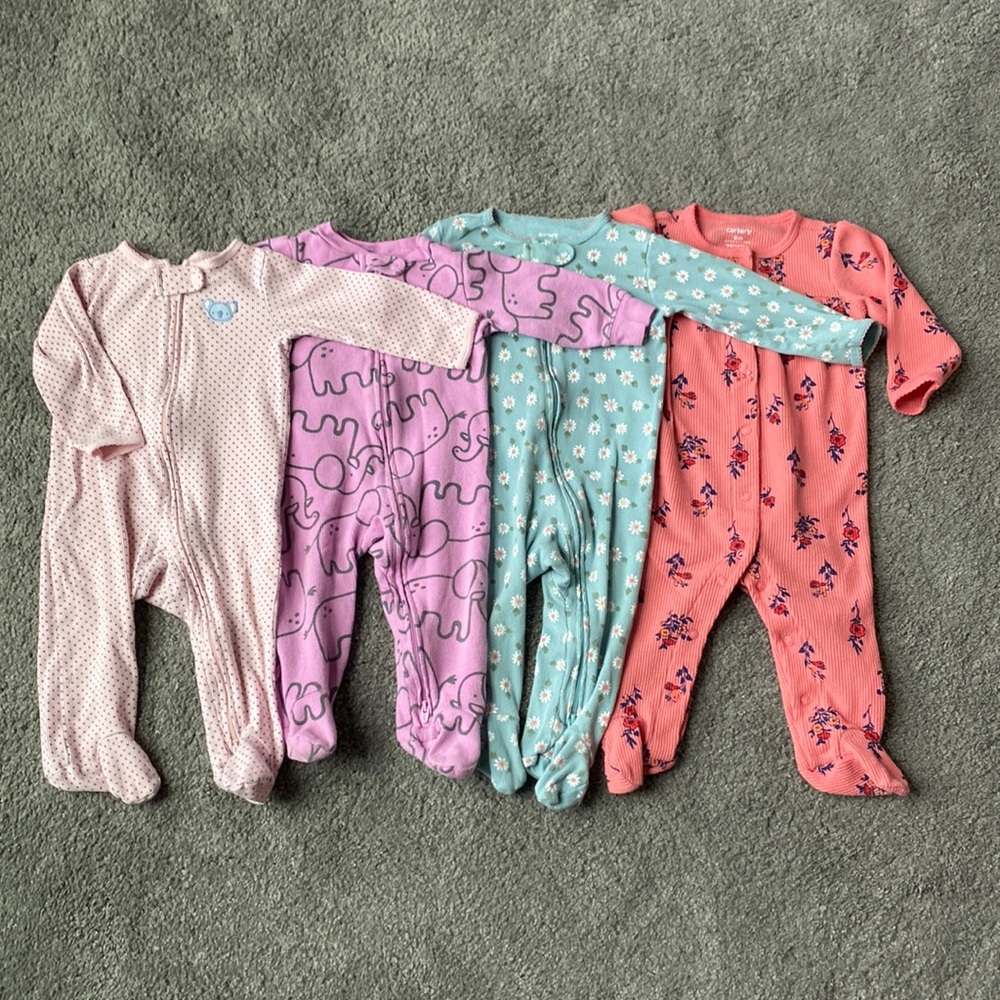 Baby girl pajamas sleep and plays